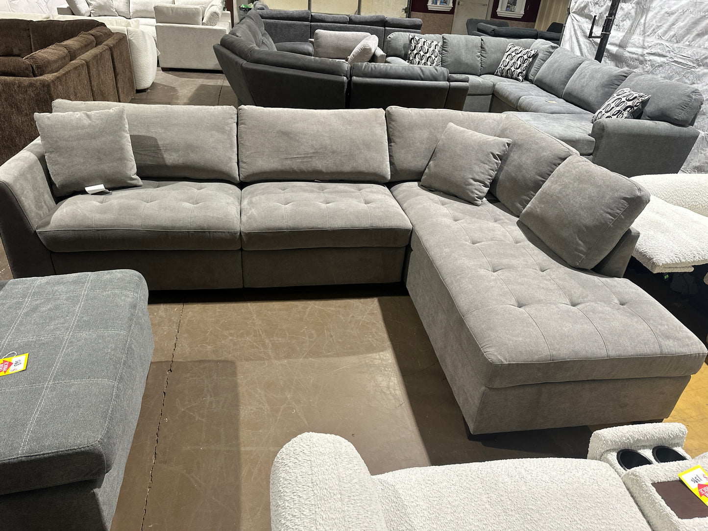 Light grey sofa with power leg rest