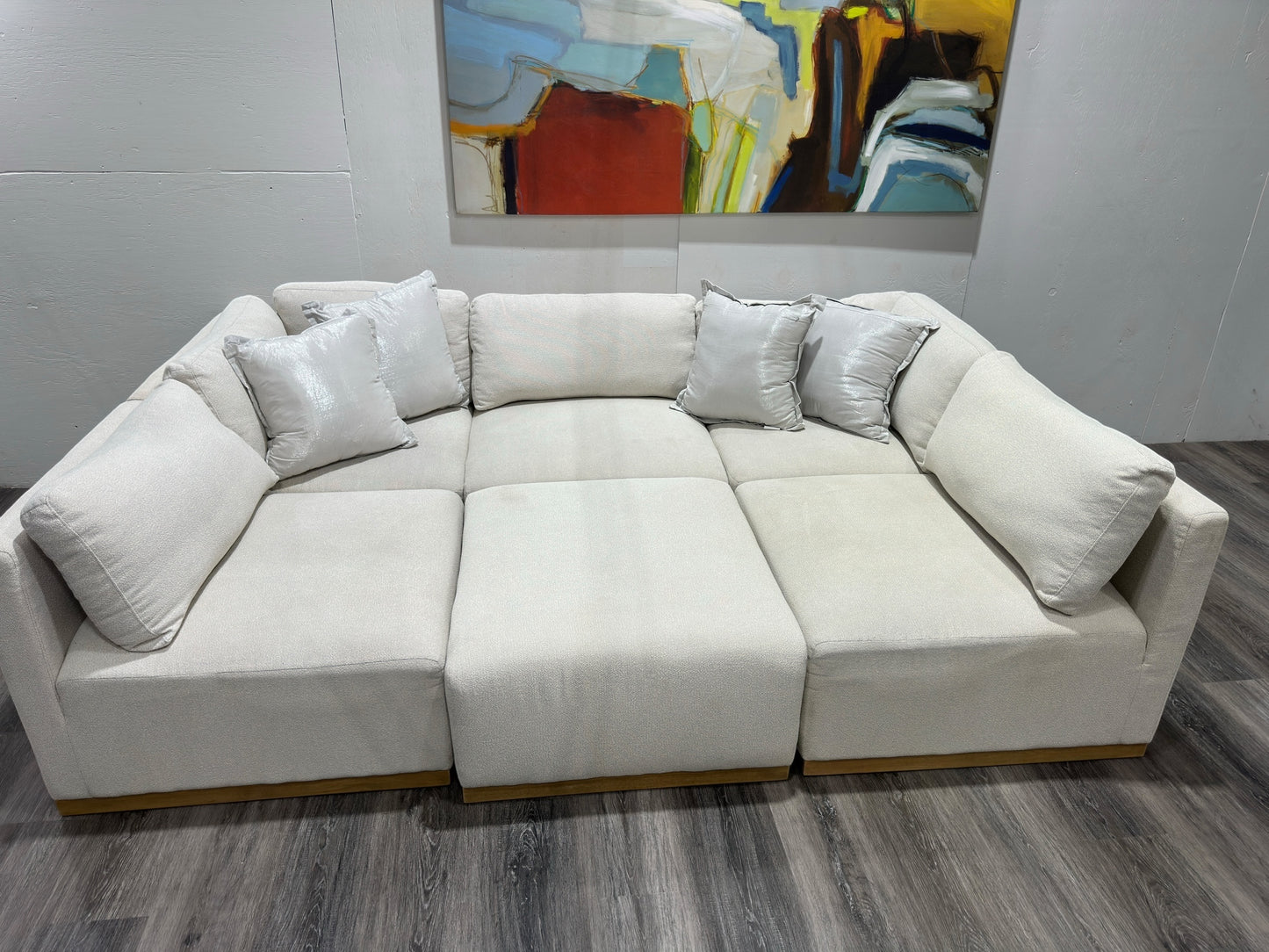 Henredon Murphy Fabric Modular Sectional with Ottoman Cream