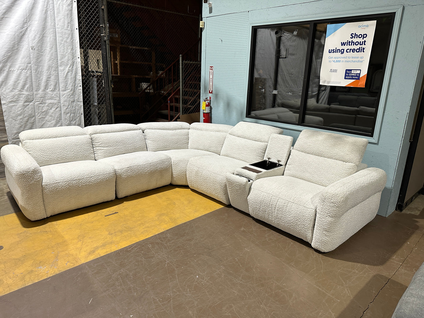 Beige six piece power recliner sectional