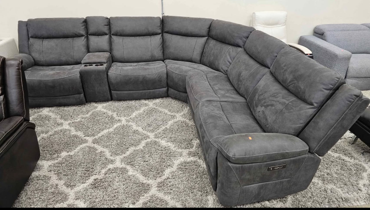 Zakary 6-piece Fabric Power Reclining Sectional With Power Headrests