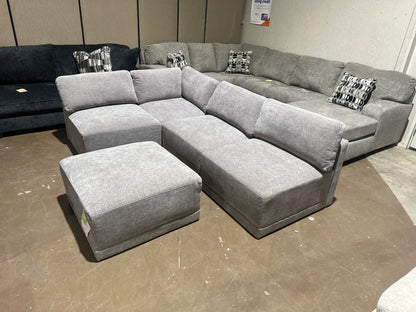 Five piece grey modular sectional couch