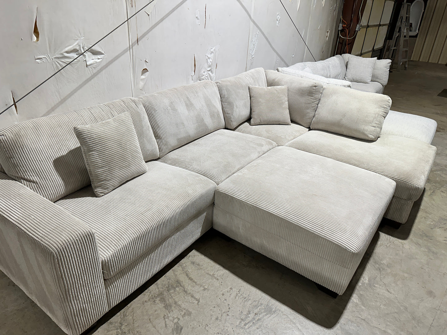 Thomasville Artesia Corduroy Fabric Sectional with Ottoman