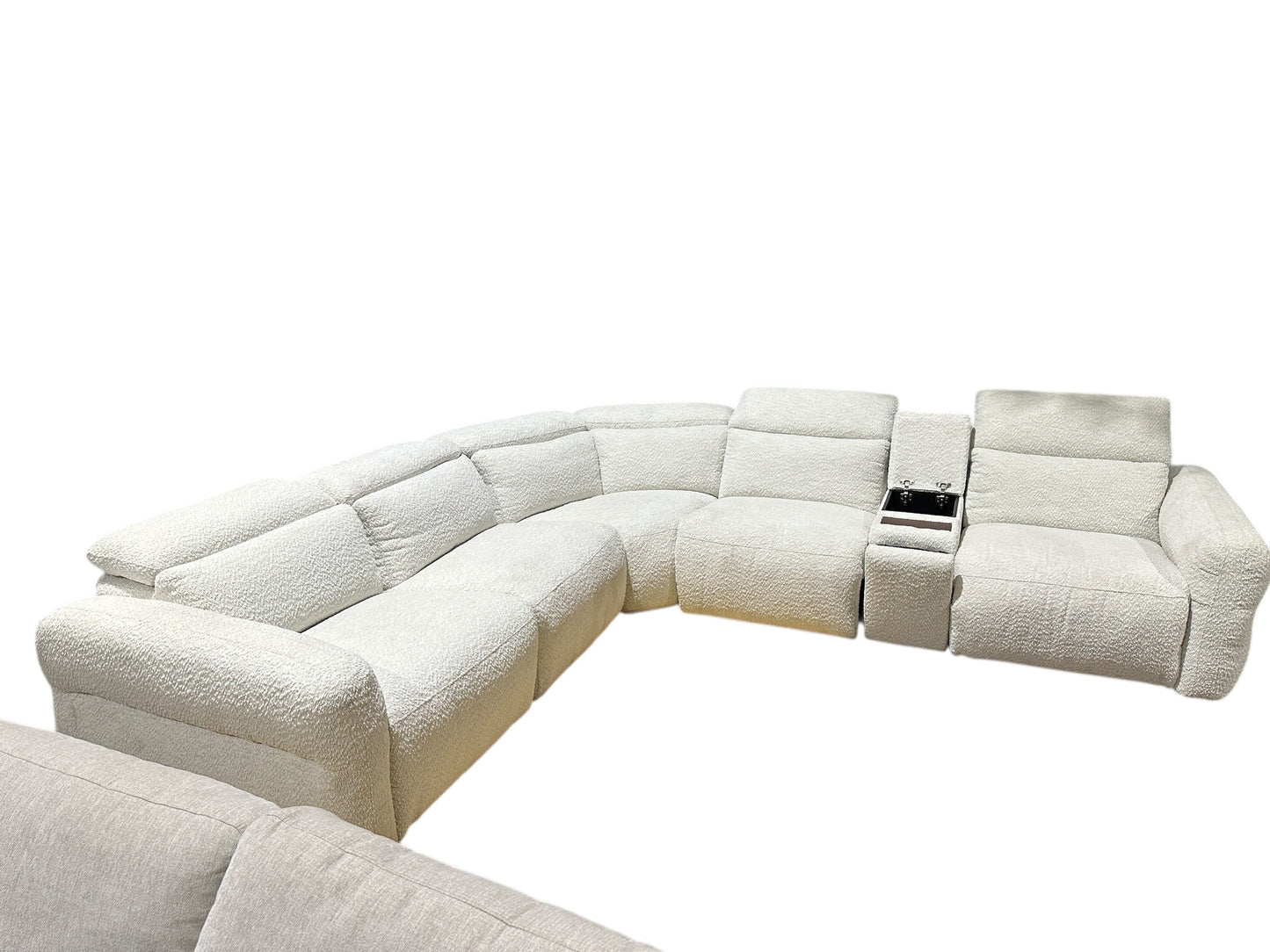 Beige six piece power recliner sectional