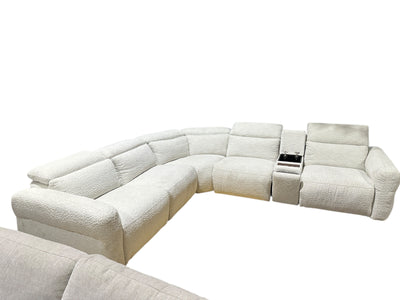 Beige six piece power recliner sectional