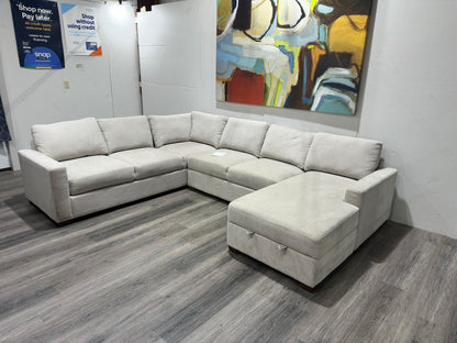 Three-piece beige sectional with storage Chase