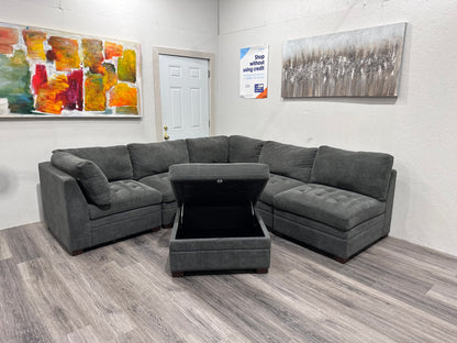 Dark grey six piece modular sectional