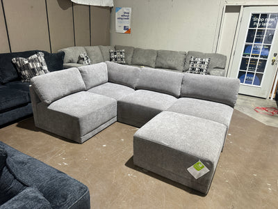 Five piece grey modular sectional couch