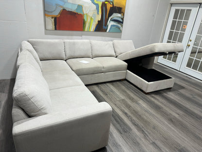Three-piece beige sectional with storage Chase