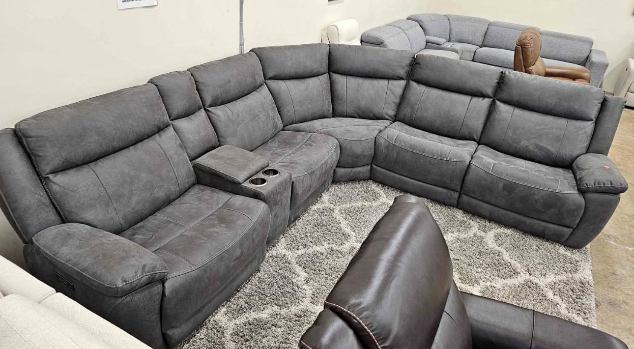 Zakary 6-piece Fabric Power Reclining Sectional With Power Headrests
