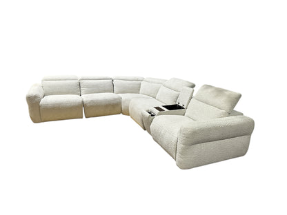 Beige six piece power recliner sectional