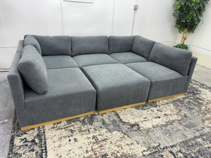 Henredon Murphy Fabric Modular Sectional with Ottoman