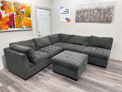 Dark grey six piece modular sectional