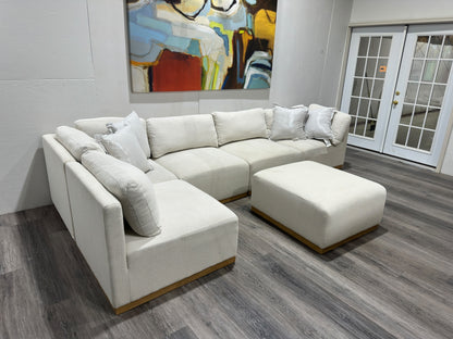 Henredon Murphy Fabric Modular Sectional with Ottoman Cream