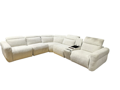 Beige six piece power recliner sectional