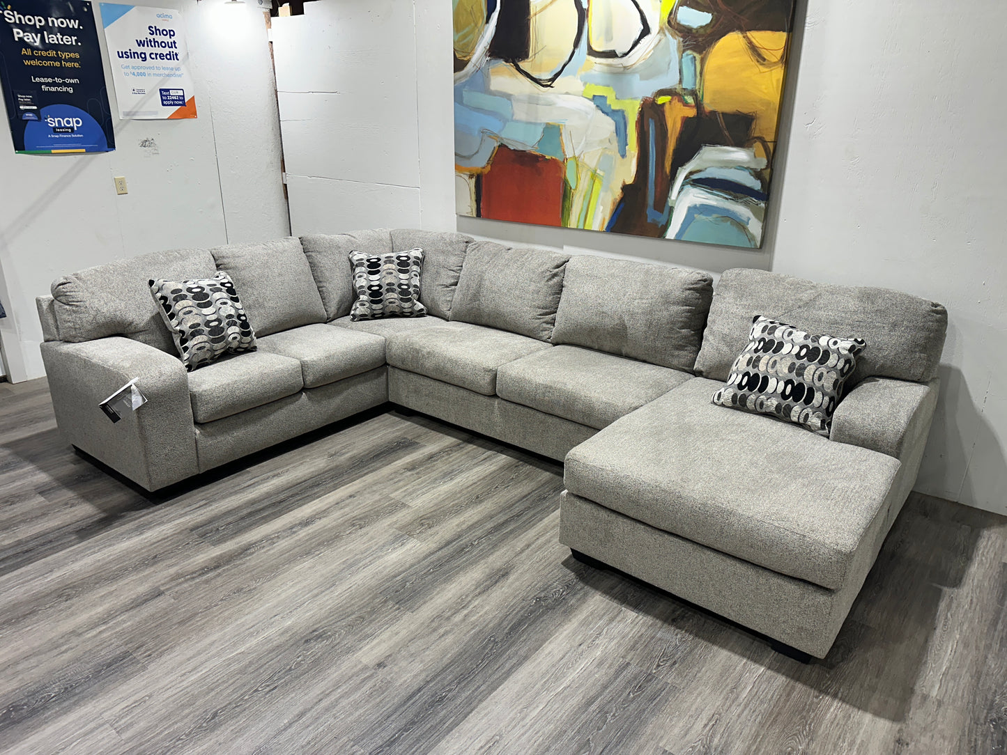 Platinum Gray 3-Piece Sectional with Chaise