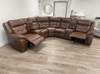 Financing Available ✅✅ & Delivery Available🚛🚛 light brown saddle recliner sectional
