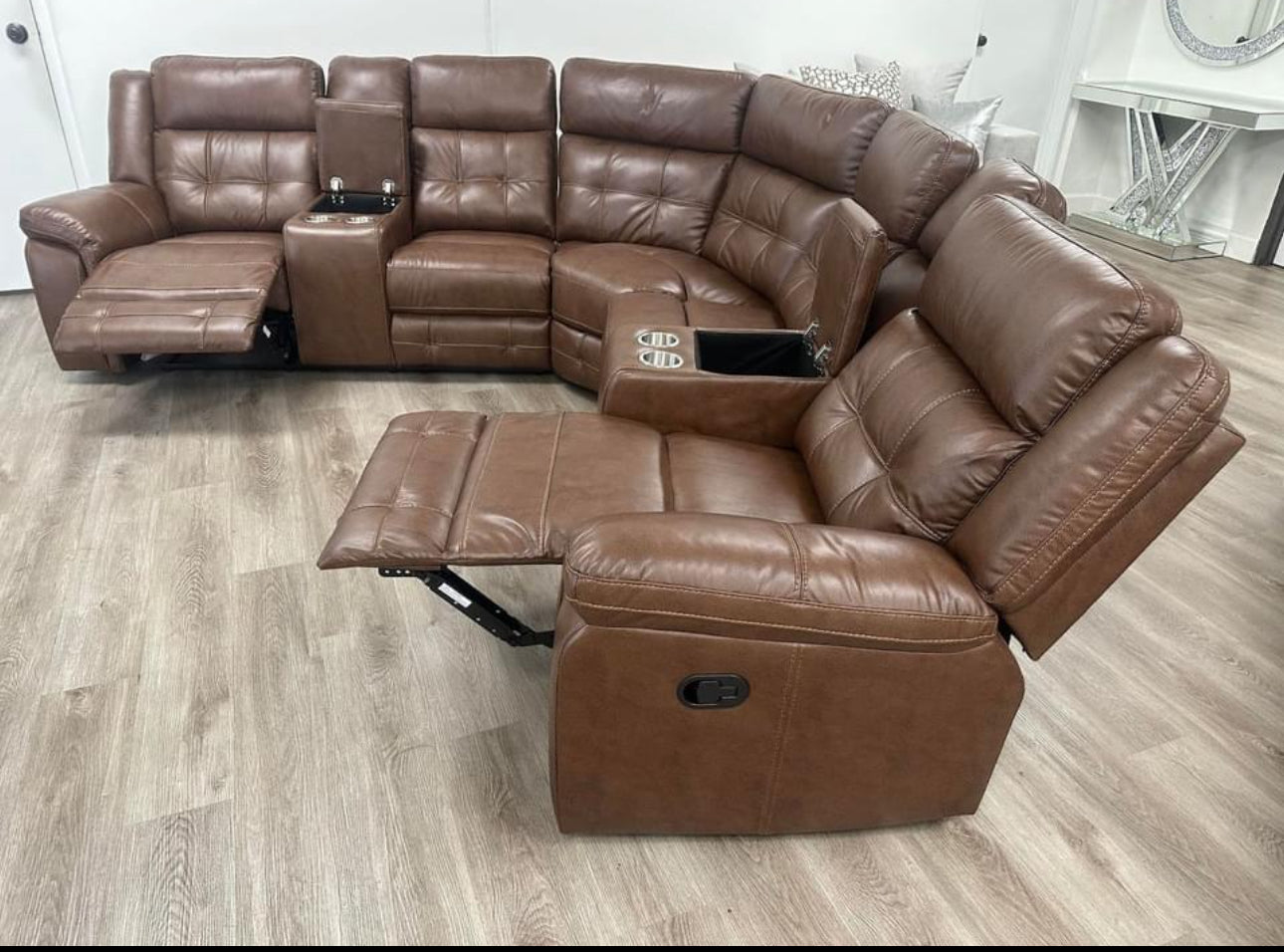 Financing Available ✅✅ & Delivery Available🚛🚛 light brown saddle recliner sectional