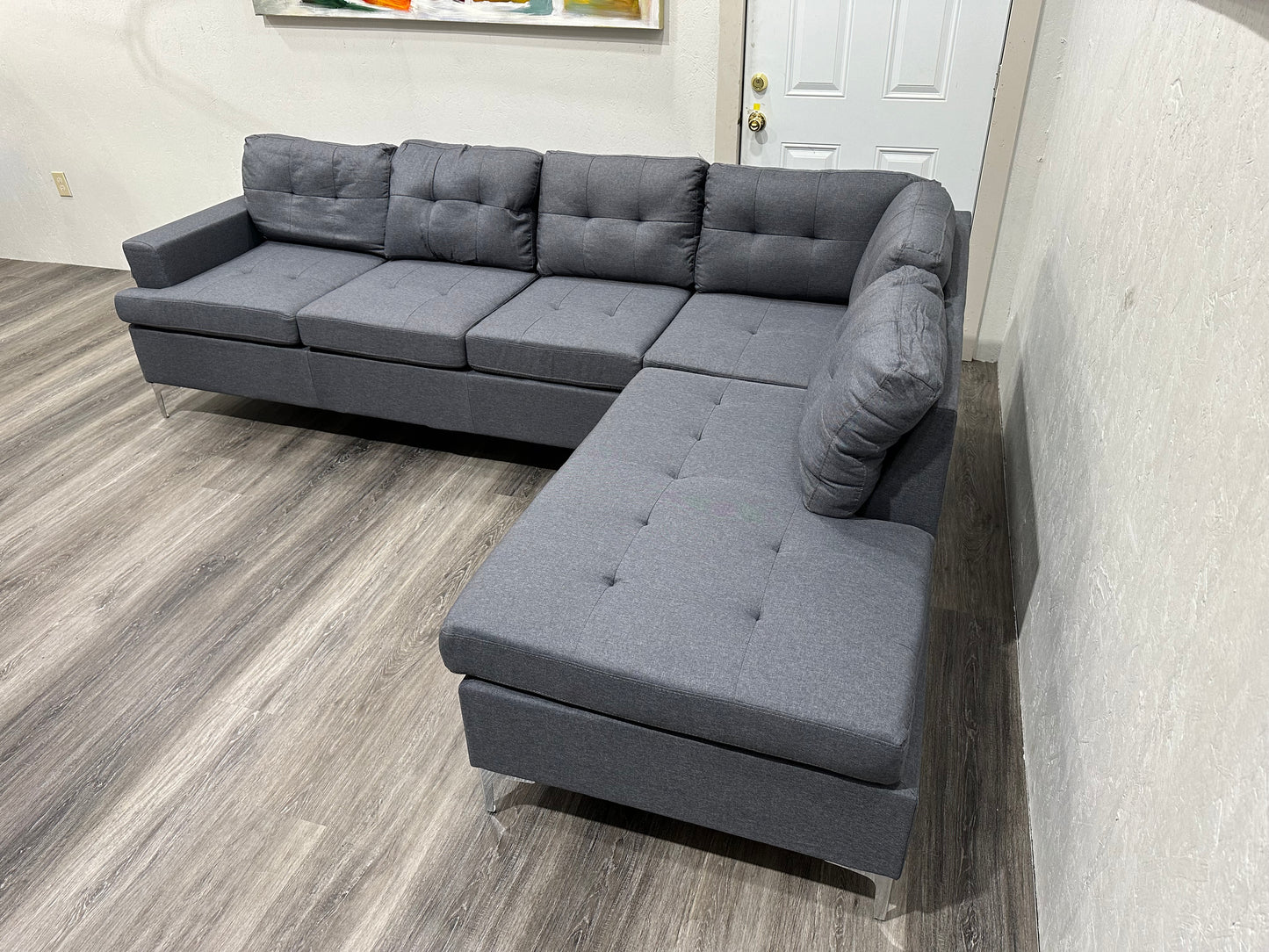 Gray Sectional w/ metal legs