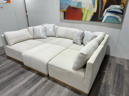 Henredon Murphy Fabric Modular Sectional with Ottoman Cream