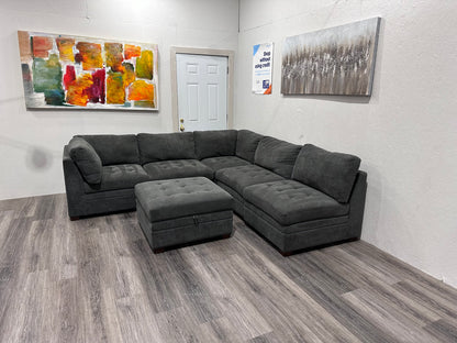 Dark grey six piece modular sectional