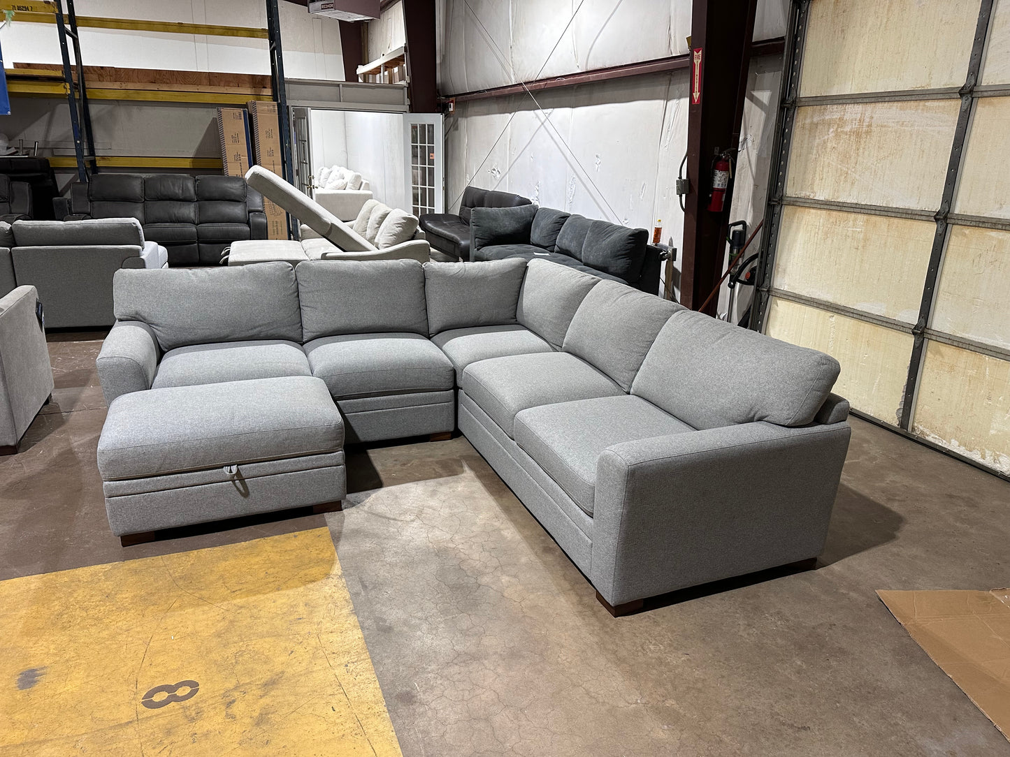 Gray Sectional with Ottoman