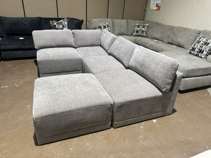 Five piece grey modular sectional couch