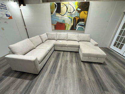 Three-piece beige sectional with storage Chase