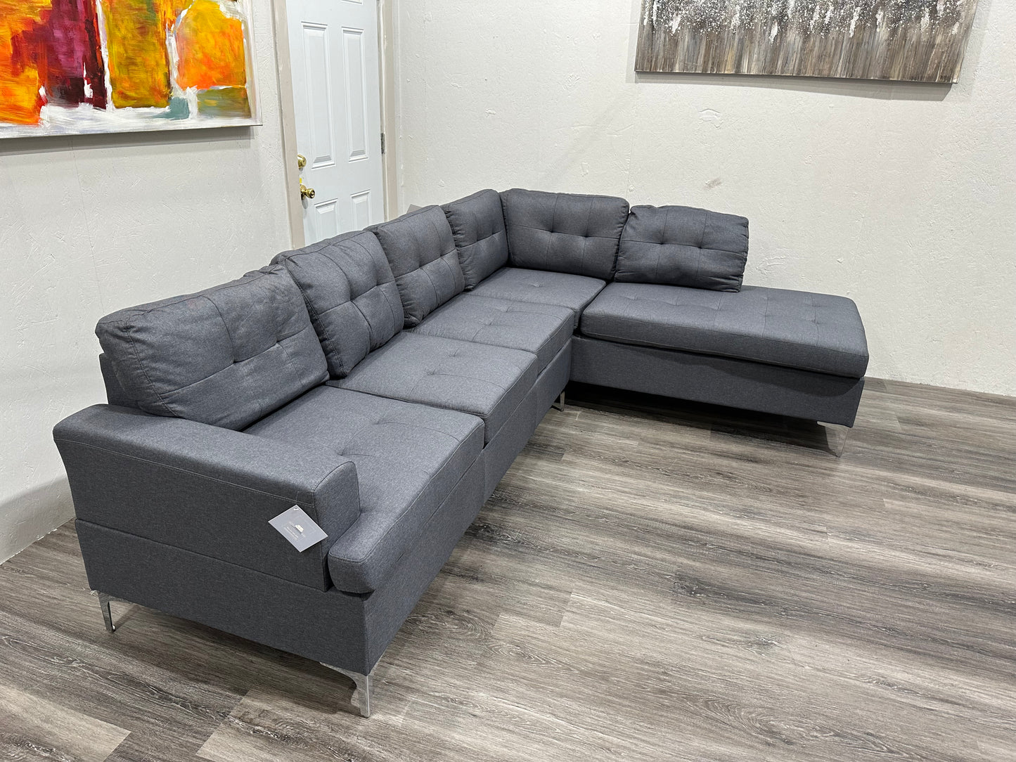 Gray Sectional w/ metal legs