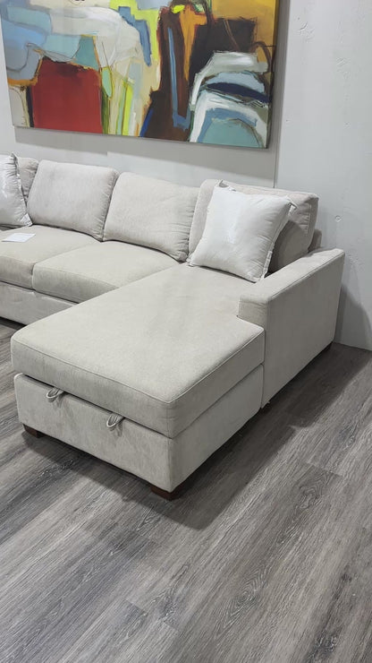 Three-piece beige sectional with storage Chase