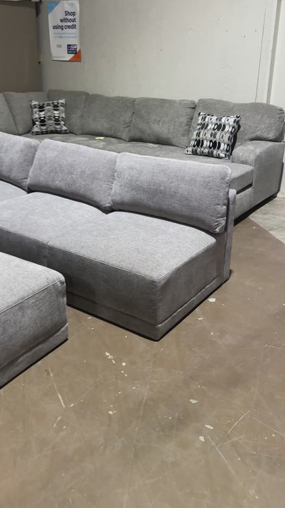 Five piece grey modular sectional couch