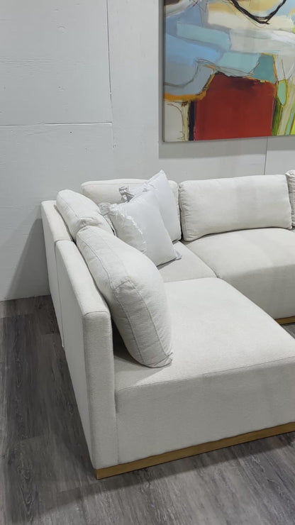 Henredon Murphy Fabric Modular Sectional with Ottoman Cream